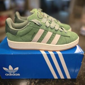 Adidas Campus Suede Sneakers in Green with White Stripes